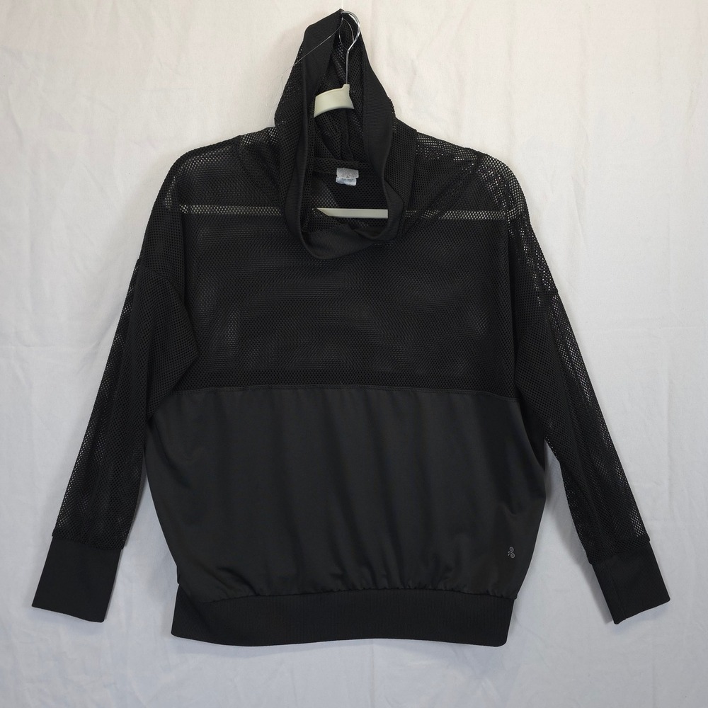 Soho Sport Black Mesh Hoodie Women M Mix‎ Media Pullover Streetwear Sporty Gothy